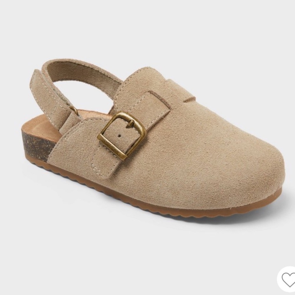 Cat & Jack Berlin Taupe Suede Clogs Toddler Size 8 Adjustable Buckle Shoes NEW